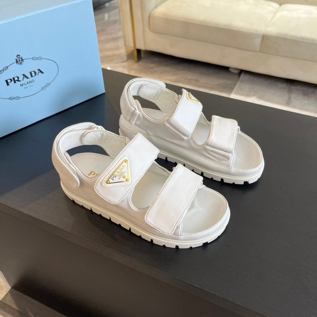 PRADA FLAT NAPPA SANLS WHITE LAMBSKIN