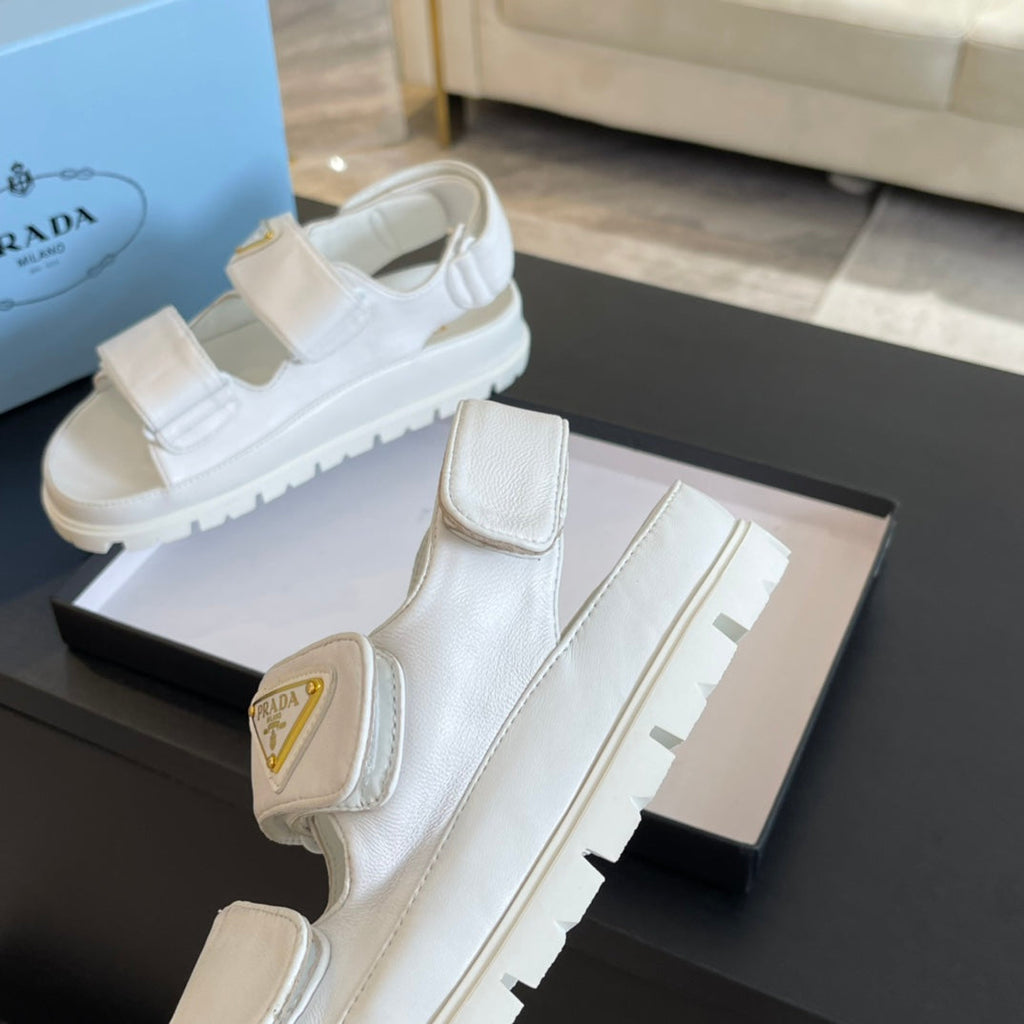 PRADA FLAT NAPPA SANLS WHITE LAMBSKIN