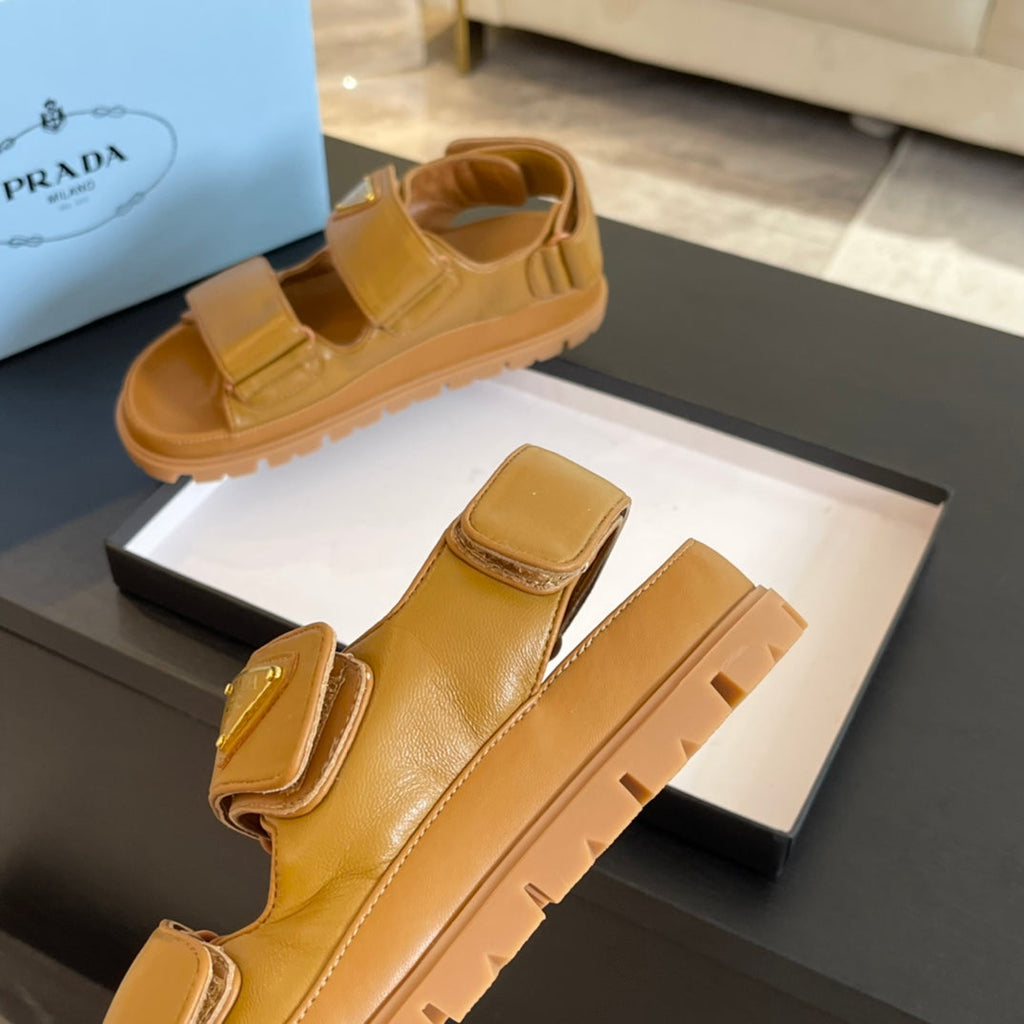 PRADA FLAT NAPPA SANLS BRONZE LAMBSKIN