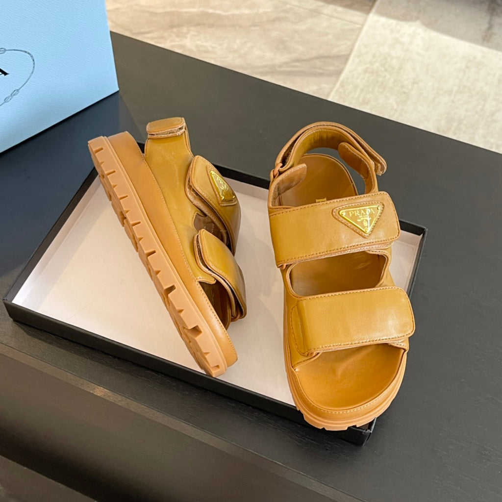 PRADA FLAT NAPPA SANLS BRONZE LAMBSKIN