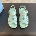 PRADA CRISSCROSS RUBBER SANLS MINT CALFSKIN