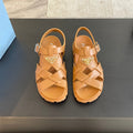 PRADA CRISSCROSS RUBBER SANLS BRONZE CALFSKIN
