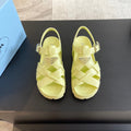 PRADA CRISSCROSS RUBBER SANLS LIME CALFSKIN