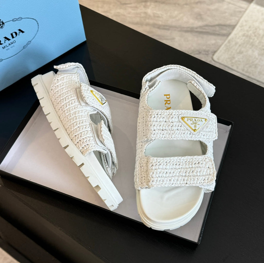 PRADA CROCHET SANLS WHITE CALFSKIN