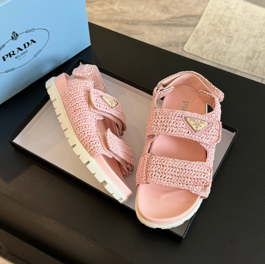 PRADA CROCHET SANLS LIGHT PINK CALFSKIN