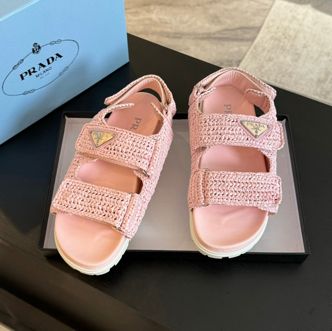 PRADA CROCHET SANLS LIGHT PINK CALFSKIN