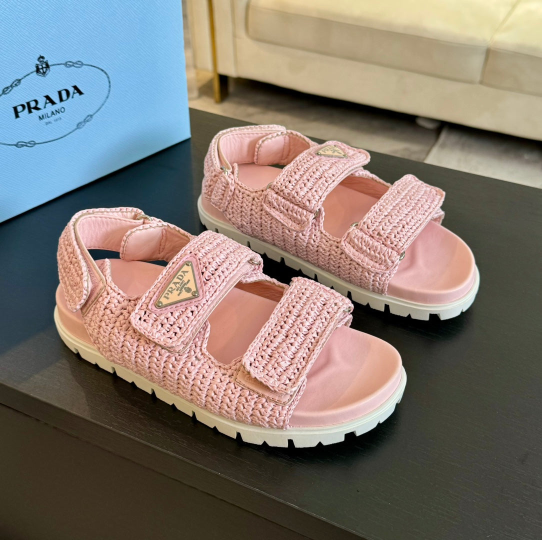 PRADA CROCHET SANLS LIGHT PINK CALFSKIN