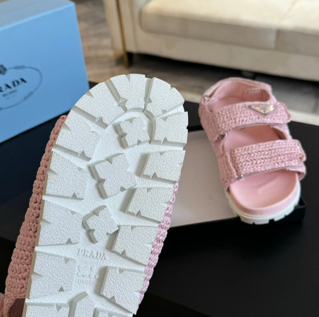 PRADA CROCHET SANLS LIGHT PINK CALFSKIN