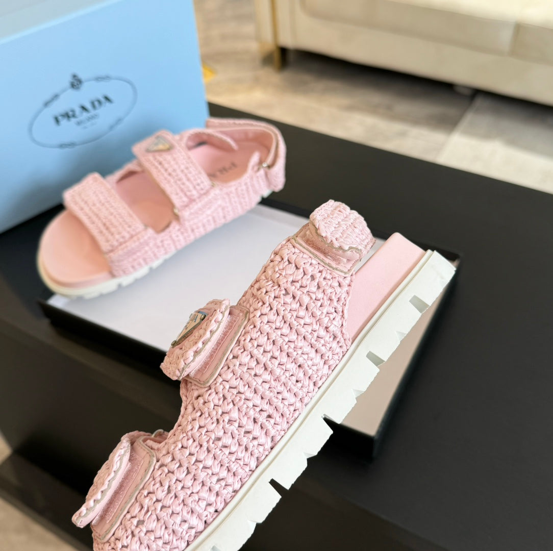 PRADA CROCHET SANLS LIGHT PINK CALFSKIN
