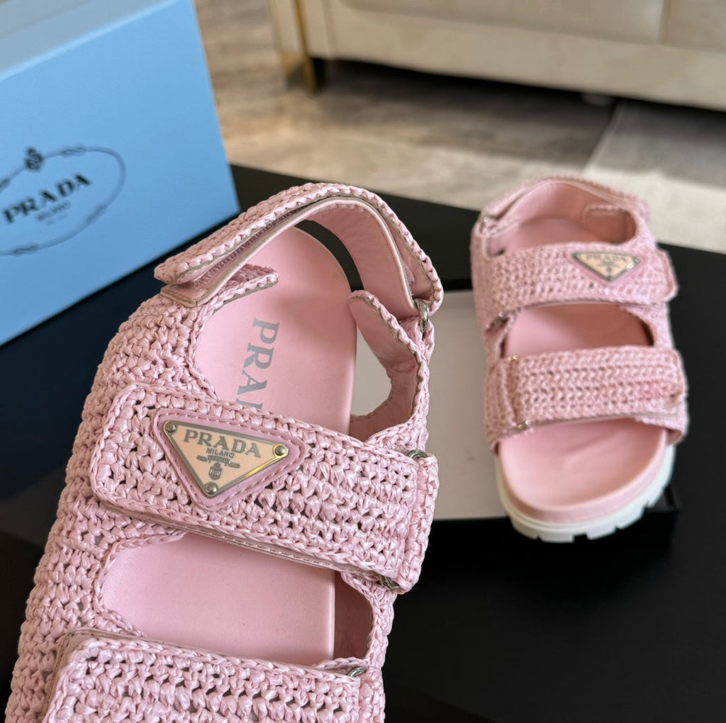 PRADA CROCHET SANLS LIGHT PINK CALFSKIN