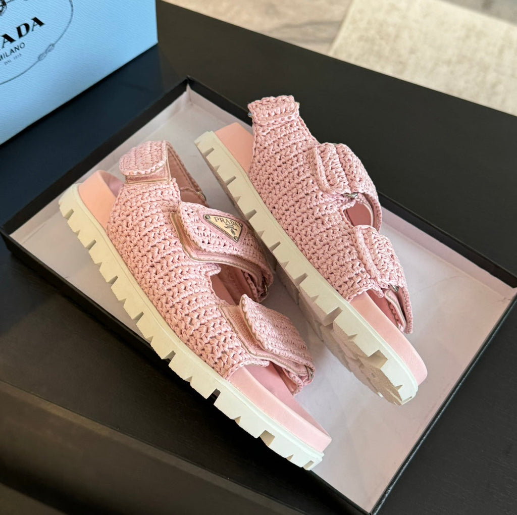 PRADA CROCHET SANLS LIGHT PINK CALFSKIN