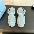 PRADA MONOLITH CROCHET CAGE SANLS PASTEL BLUE LAMBSKIN