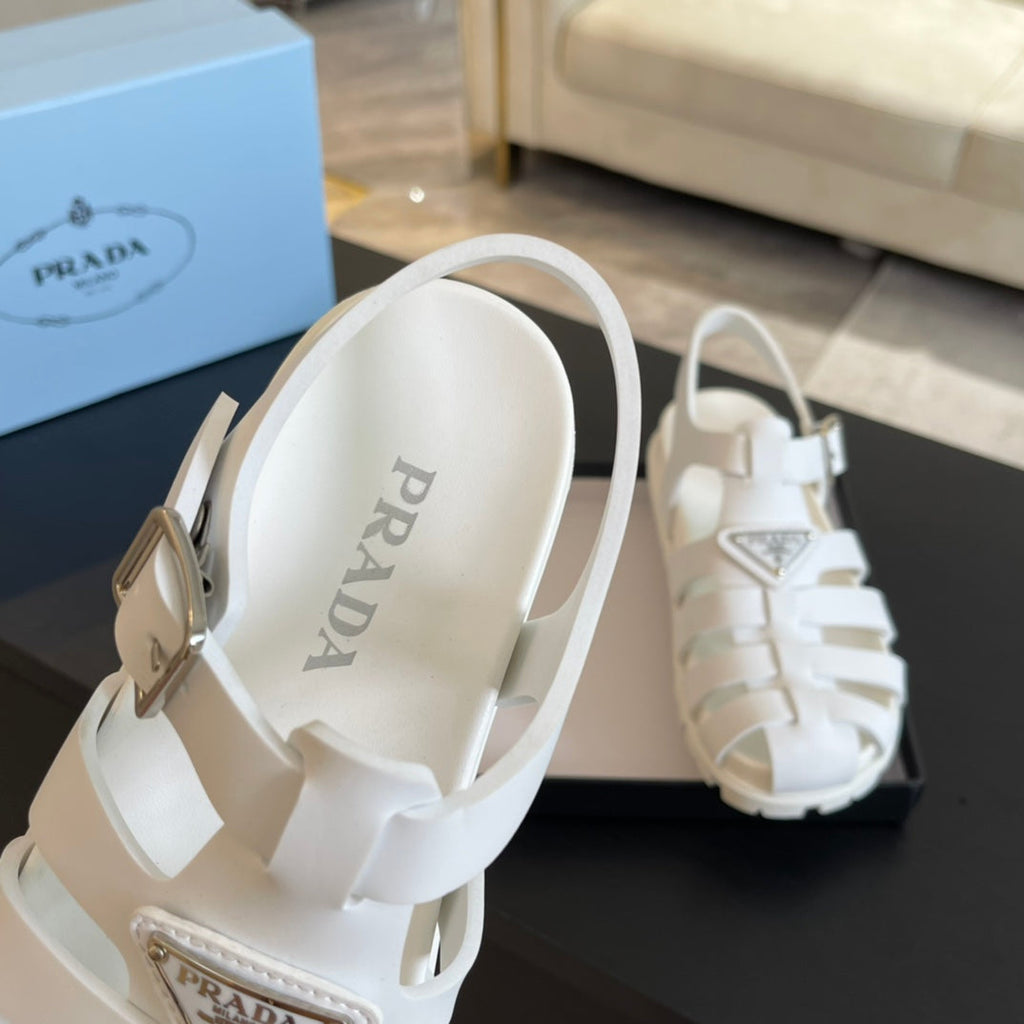 PRADA RUBBER FISHERMAN SANLS WHITE CALFSKIN