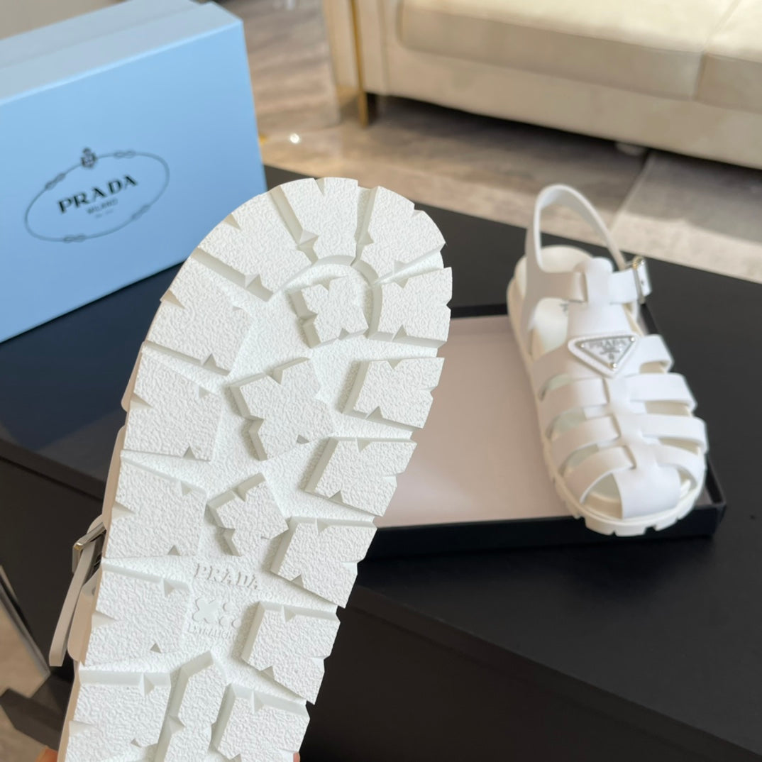 PRADA RUBBER FISHERMAN SANLS WHITE CALFSKIN