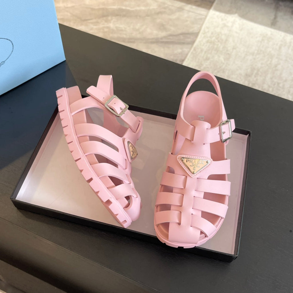 PRADA RUBBER FISHERMAN SANLS LIGHT PINK CALFSKIN