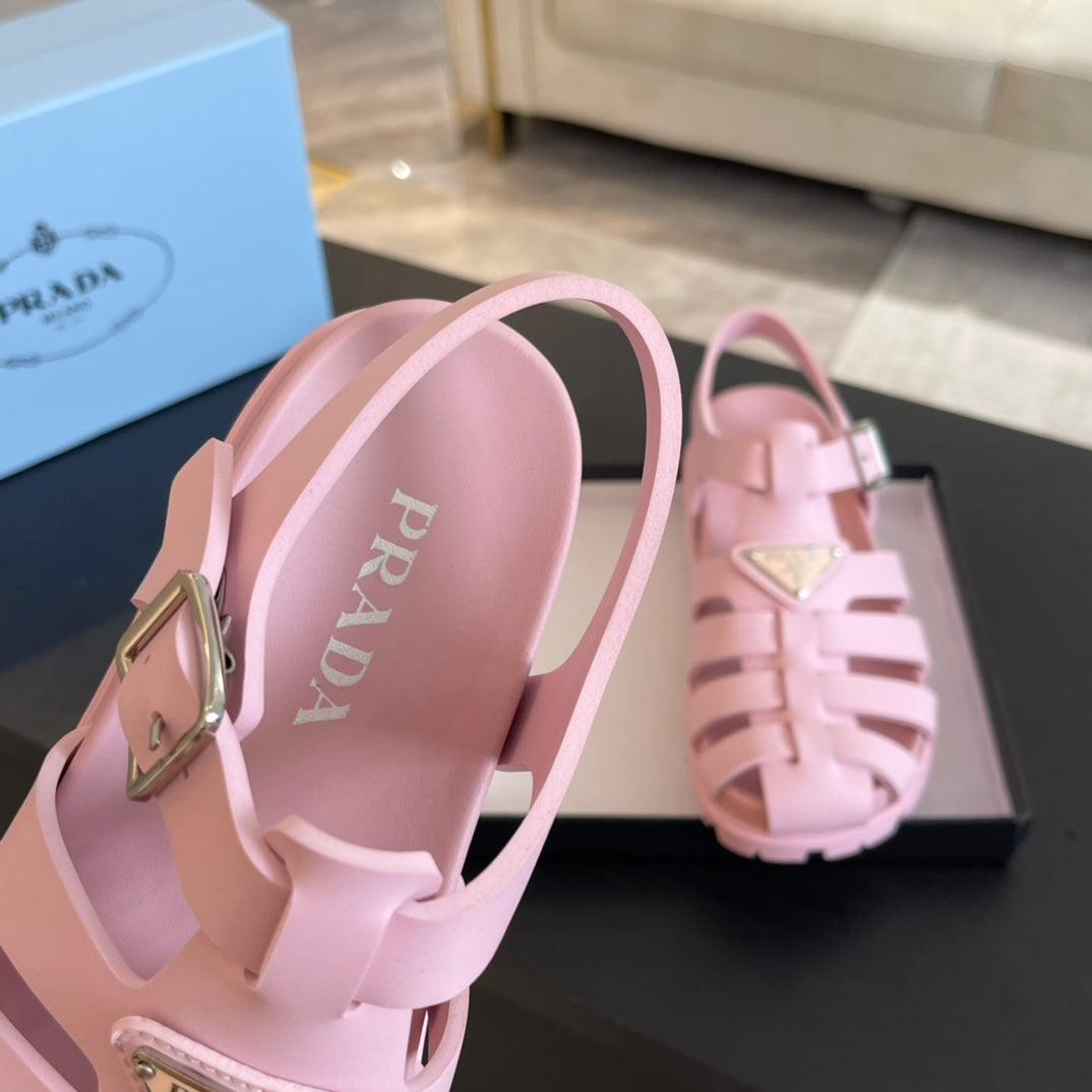 PRADA RUBBER FISHERMAN SANLS LIGHT PINK CALFSKIN