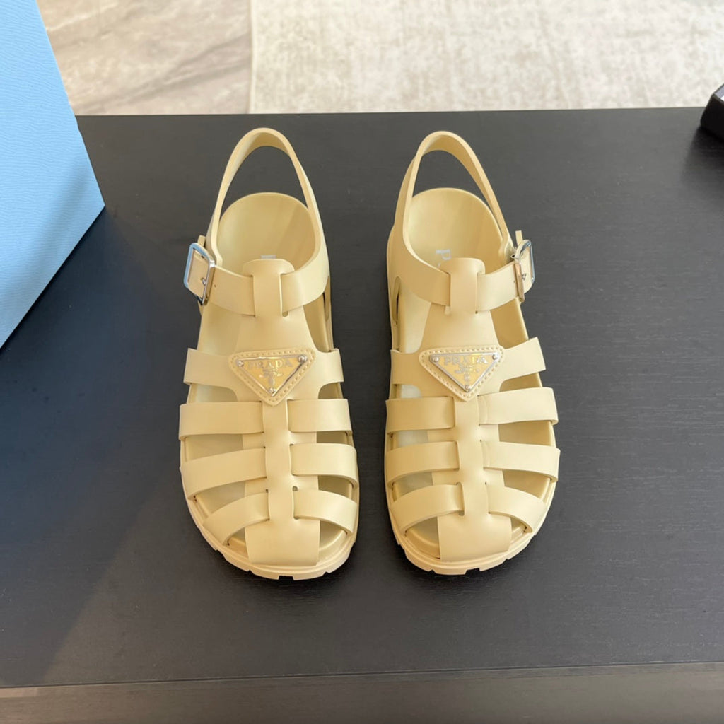PRADA RUBBER FISHERMAN SANLS BEIGE CALFSKIN
