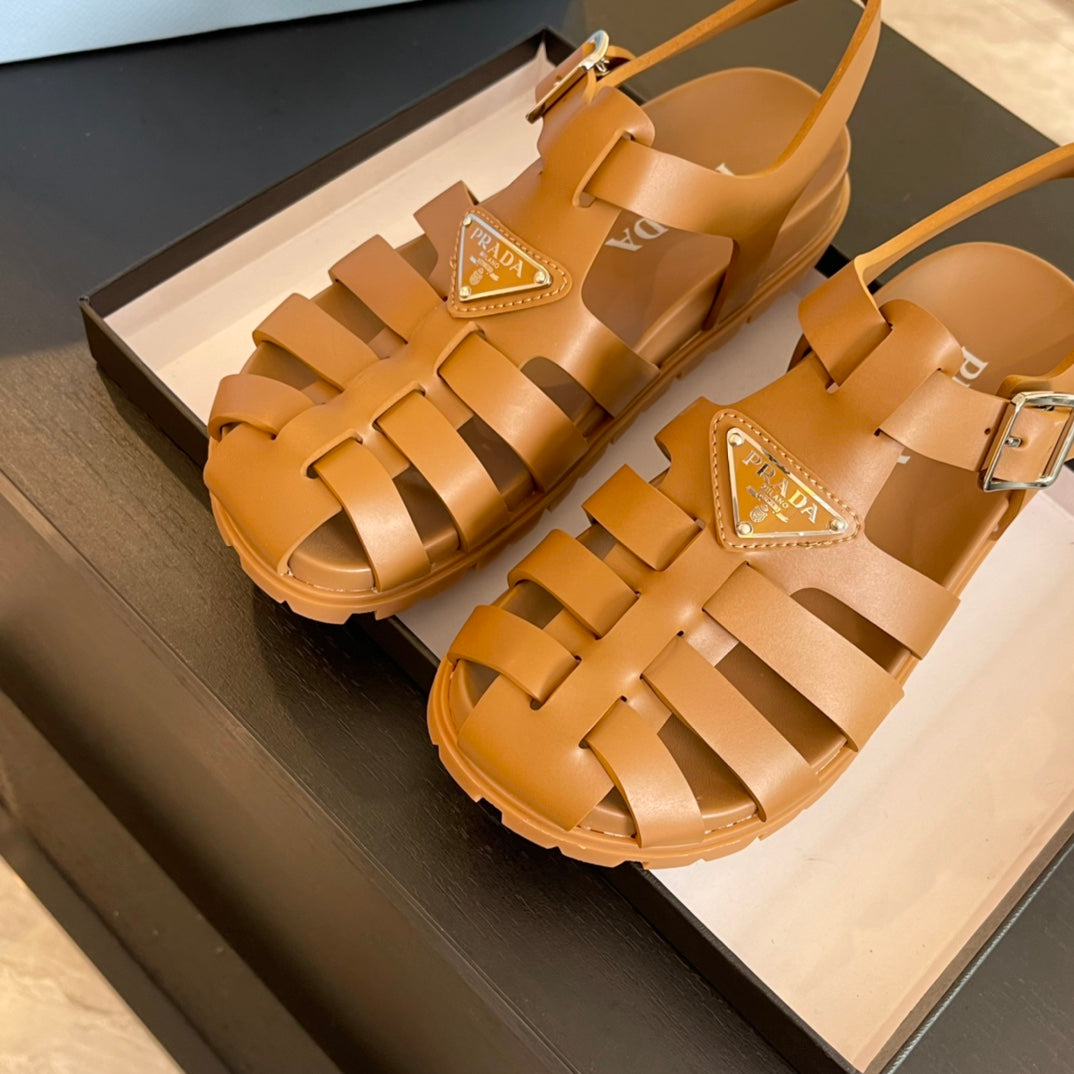 PRADA RUBBER FISHERMAN SANLS BRONZE CALFSKIN