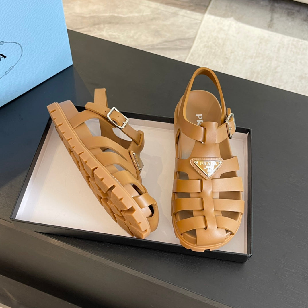 PRADA RUBBER FISHERMAN SANLS BRONZE CALFSKIN