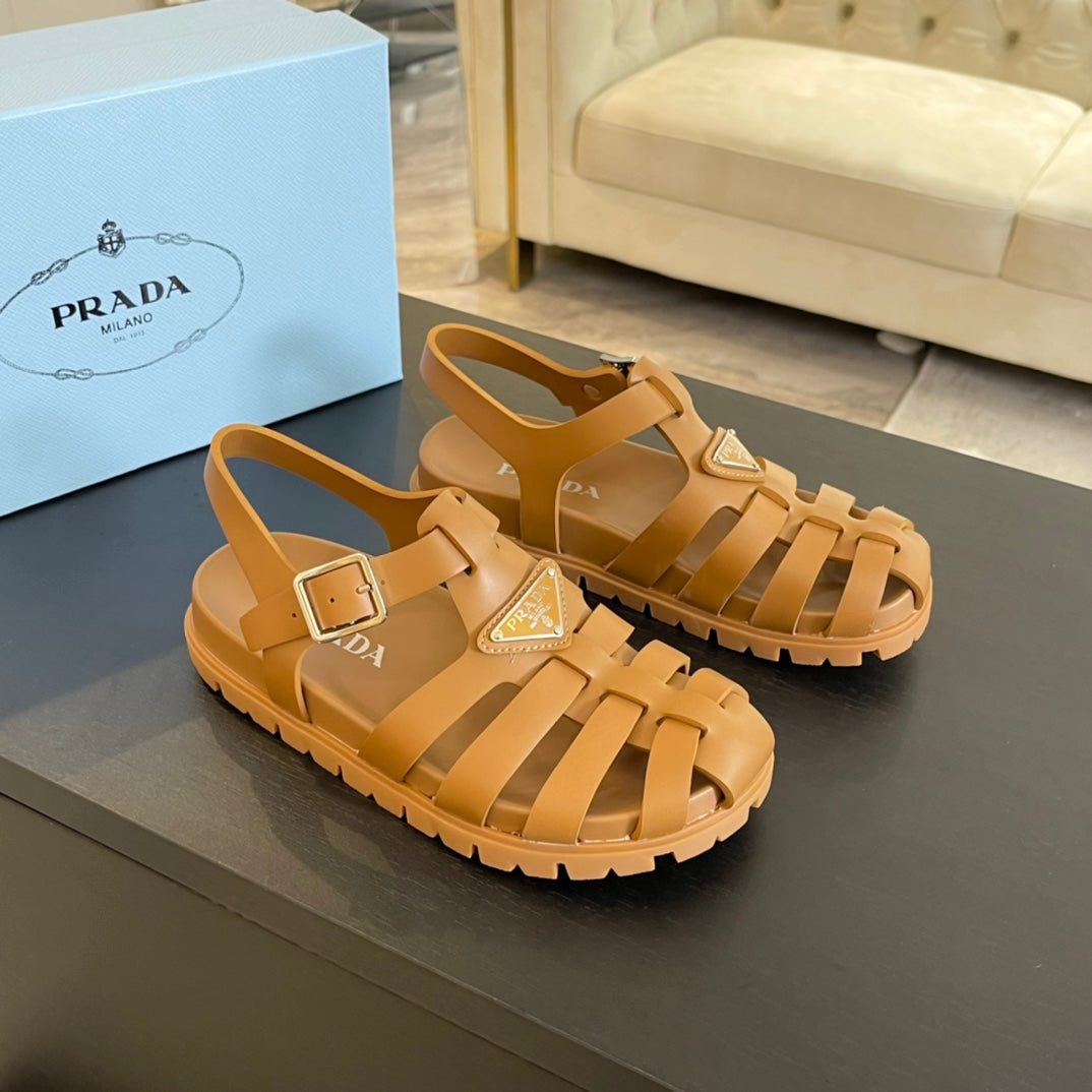 PRADA RUBBER FISHERMAN SANLS BRONZE CALFSKIN