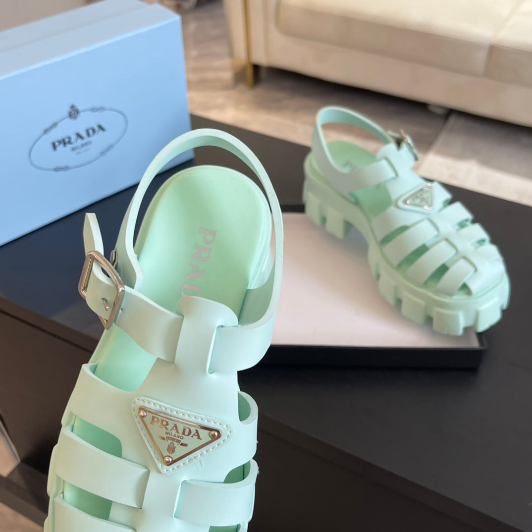 PRADA RUBBER MONOLITH SANLS MINT CALFSKIN