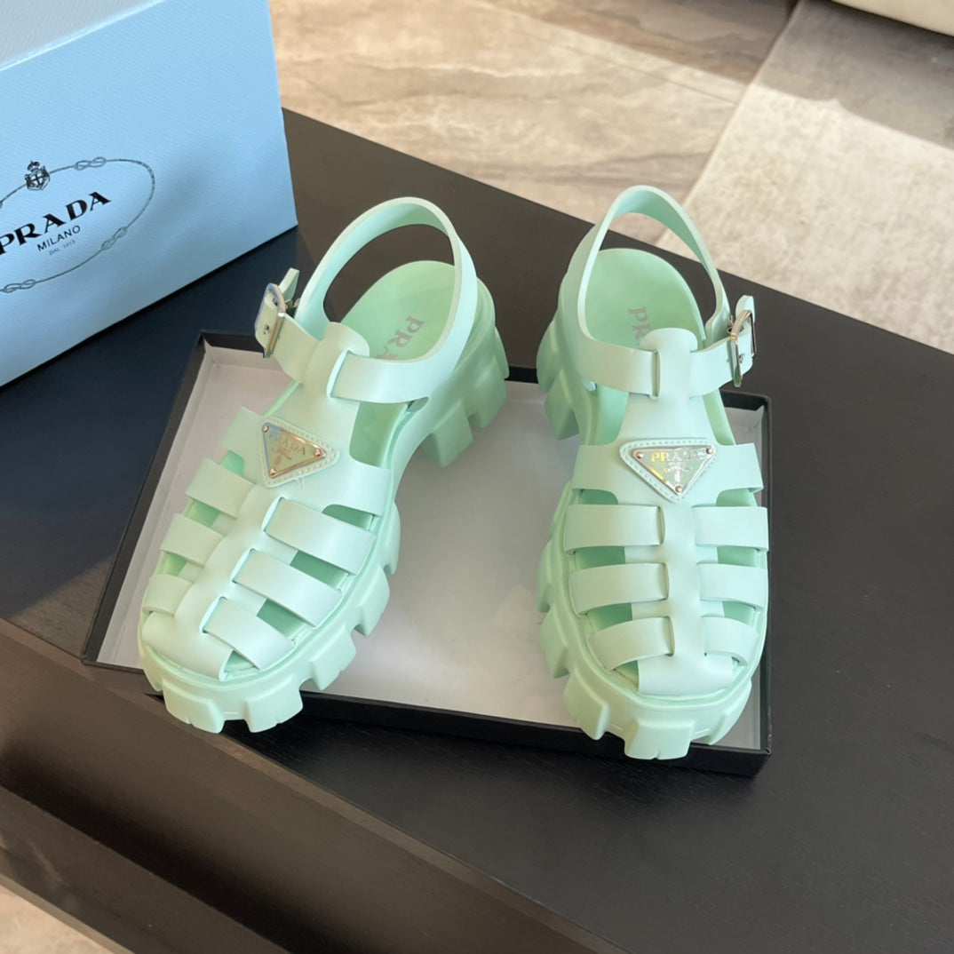 PRADA RUBBER MONOLITH SANLS MINT CALFSKIN