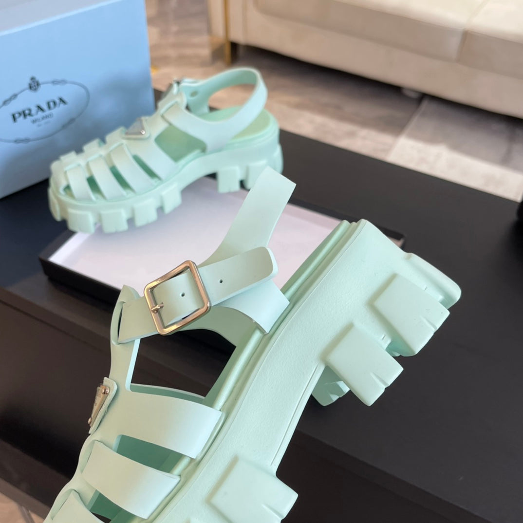 PRADA RUBBER MONOLITH SANLS MINT CALFSKIN