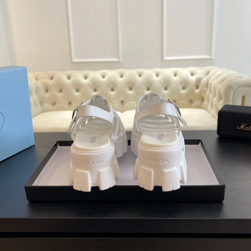PRADA RUBBER MONOLITH SANLS WHITE CALFSKIN