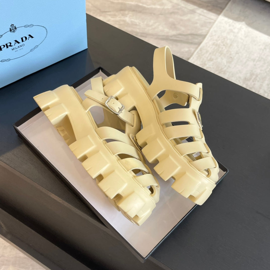 PRADA RUBBER MONOLITH SANLS CREAMY WHITE CALFSKIN