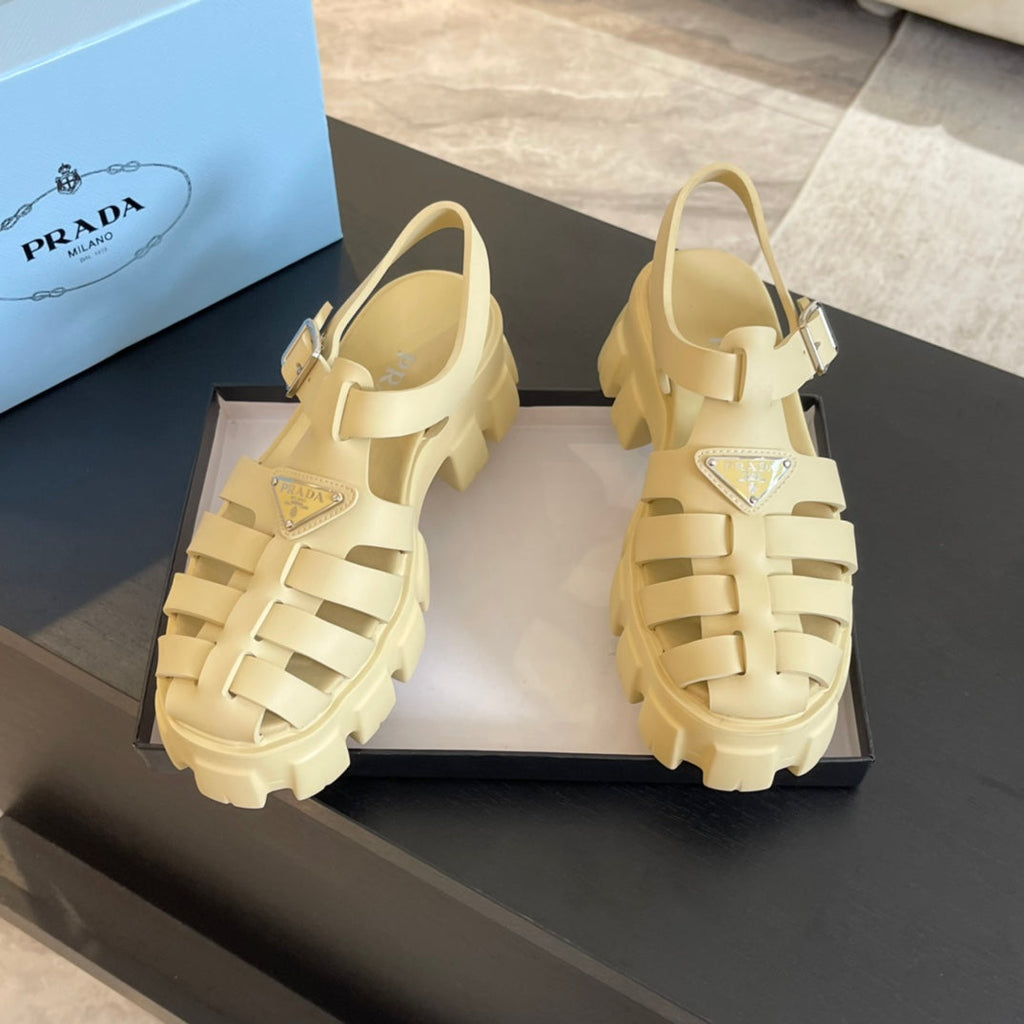 PRADA RUBBER MONOLITH SANLS CREAMY WHITE CALFSKIN