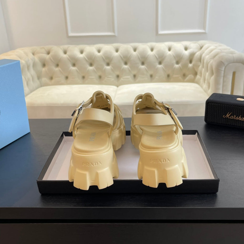 PRADA RUBBER MONOLITH SANLS CREAMY WHITE CALFSKIN