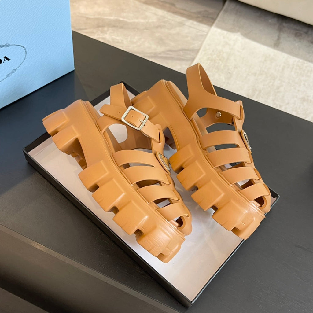 PRADA RUBBER MONOLITH SANLS BRONZE CALFSKIN