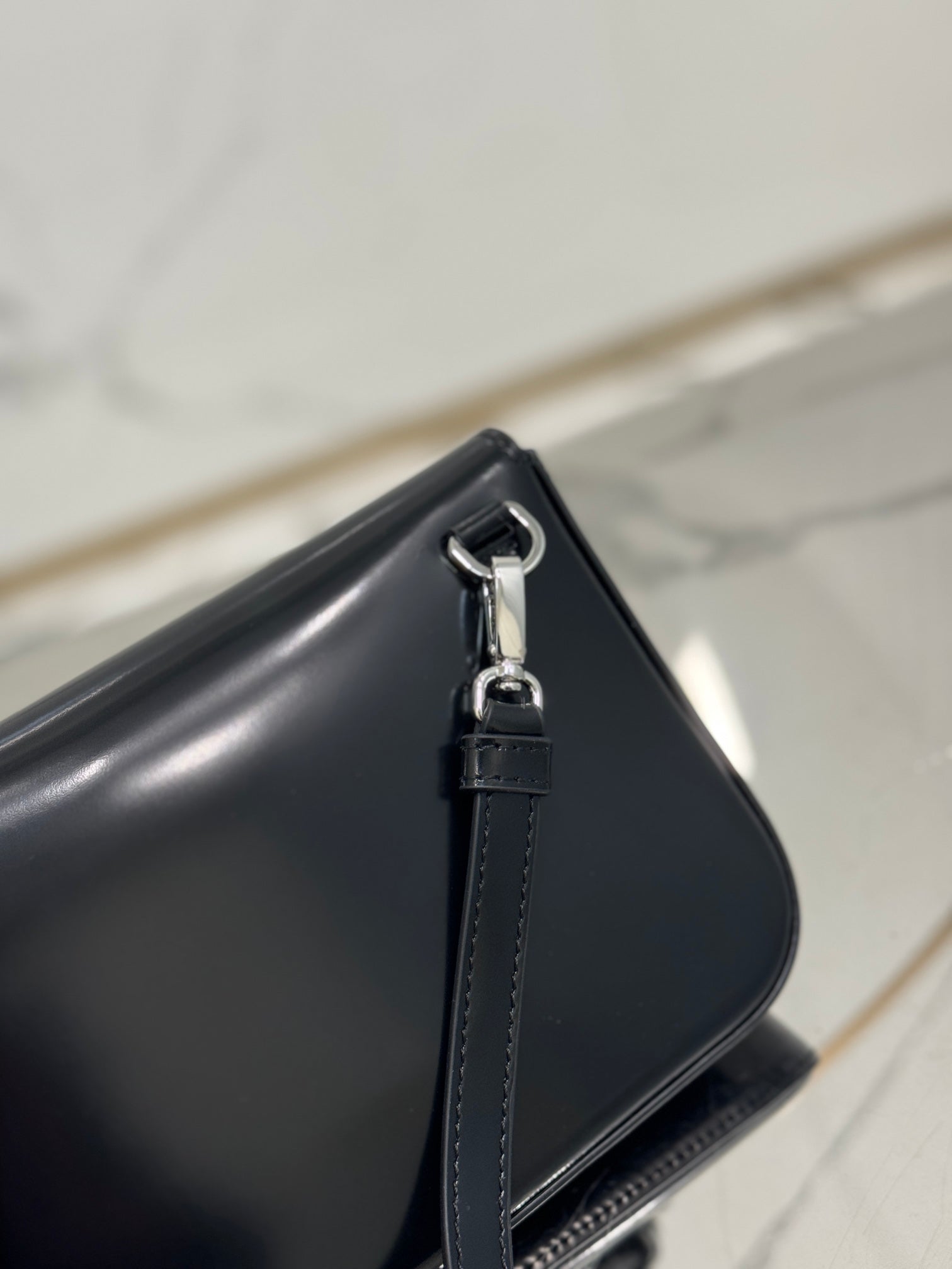 PRADA FLAP BAG 18 IN BLACK SHINY CALFSKIN