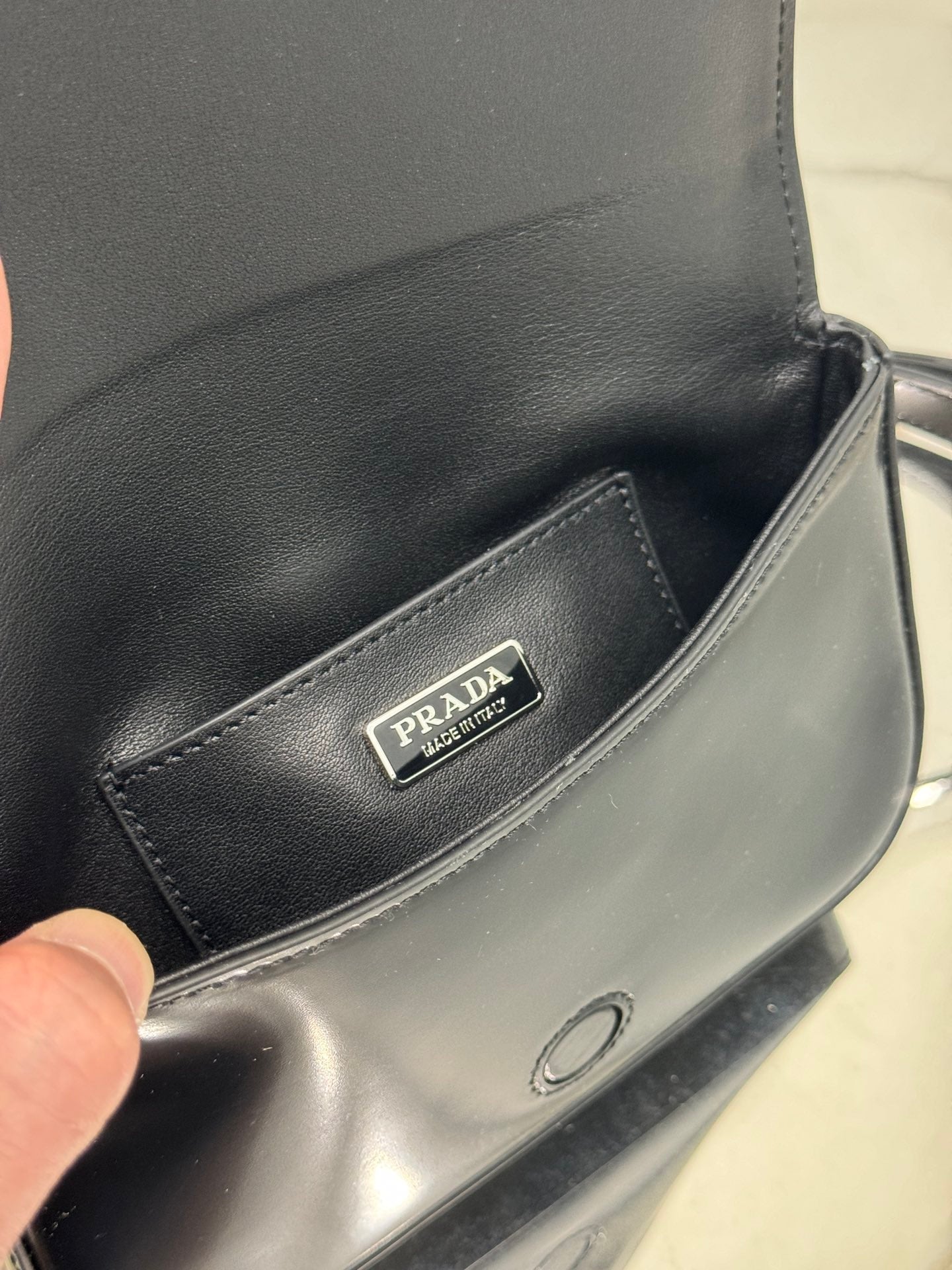 PRADA FLAP BAG 18 IN BLACK SHINY CALFSKIN