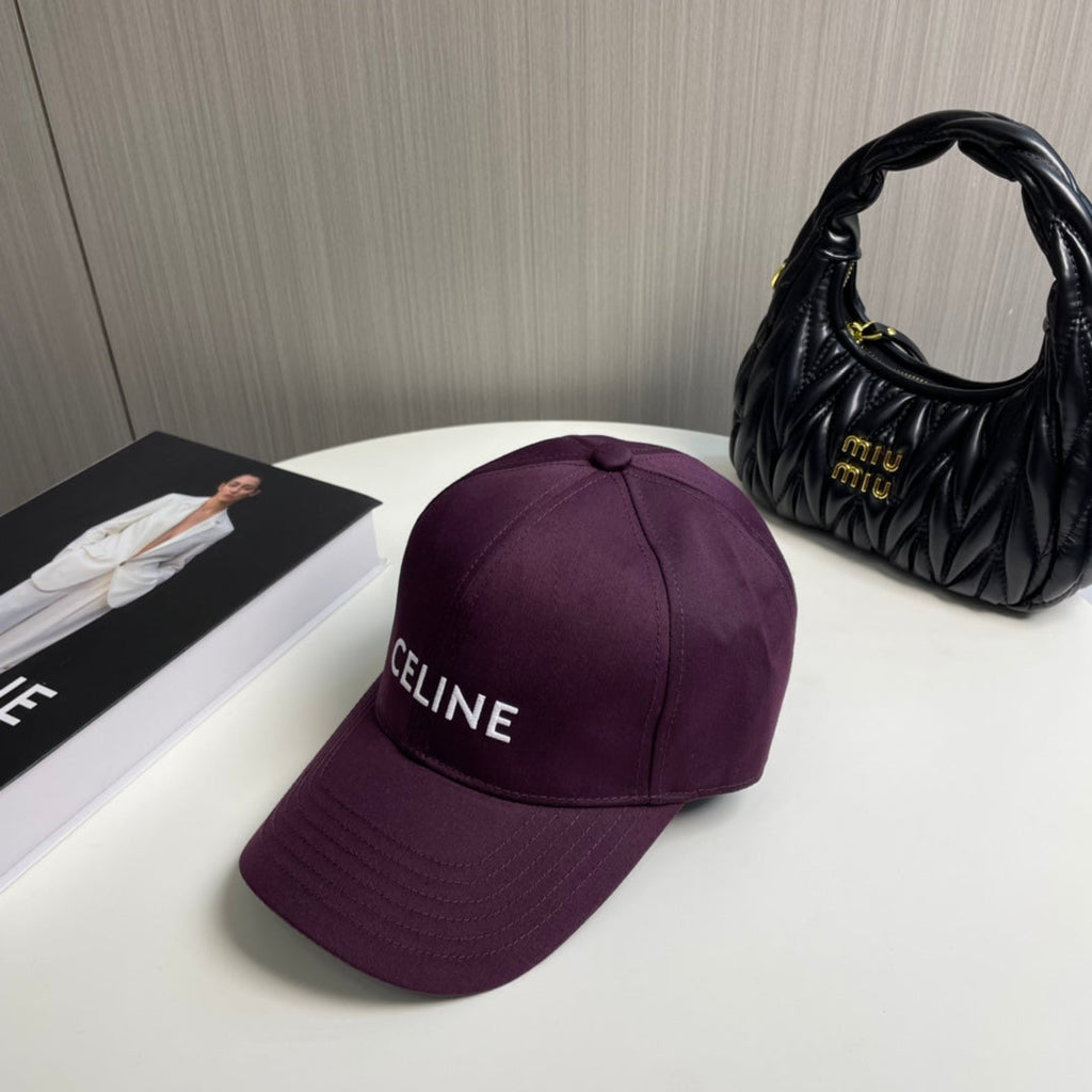 CELINE BASEBALL CAP MODEL 650708 IN WINE PURPLE COTTON