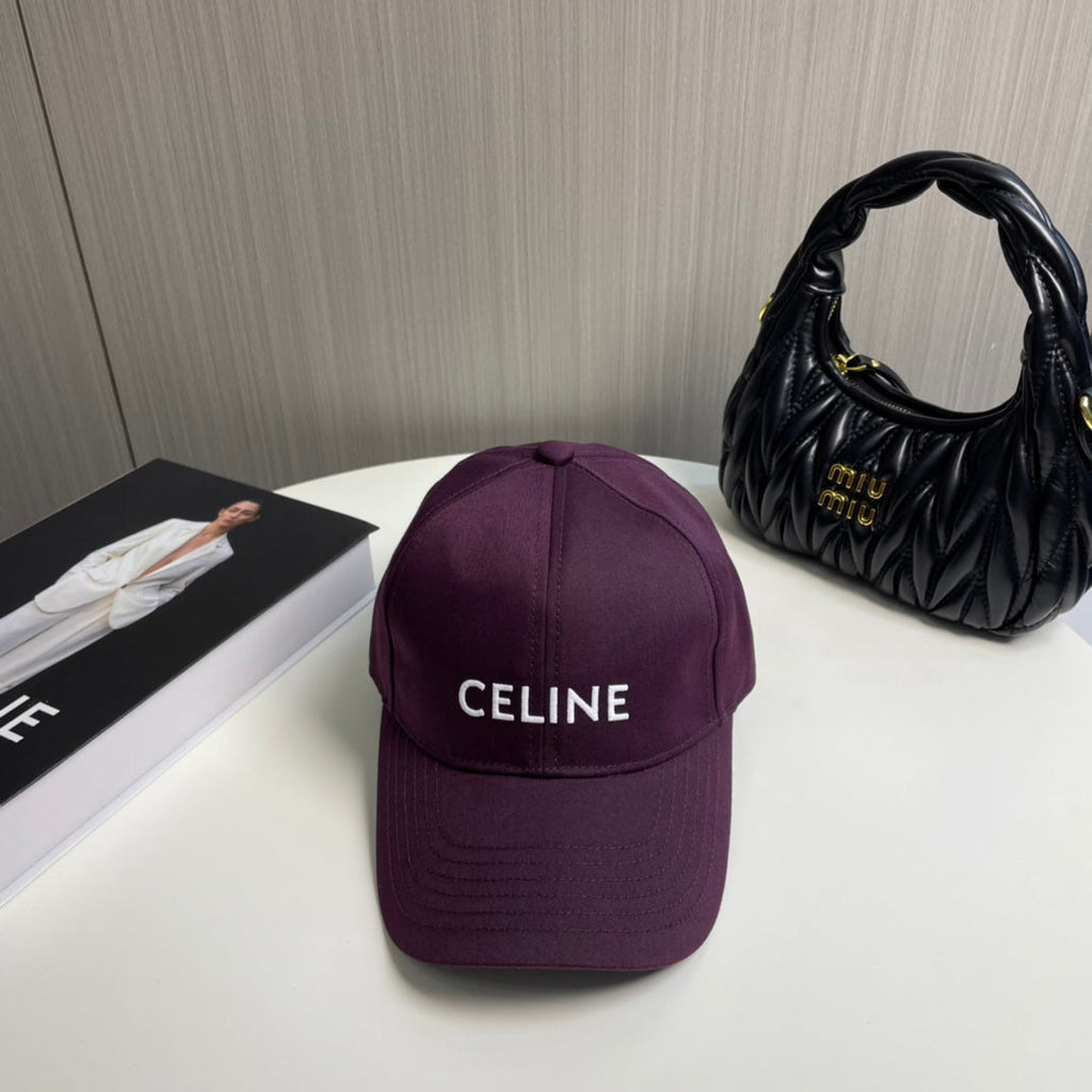 CELINE BASEBALL CAP MODEL 650708 IN WINE PURPLE COTTON