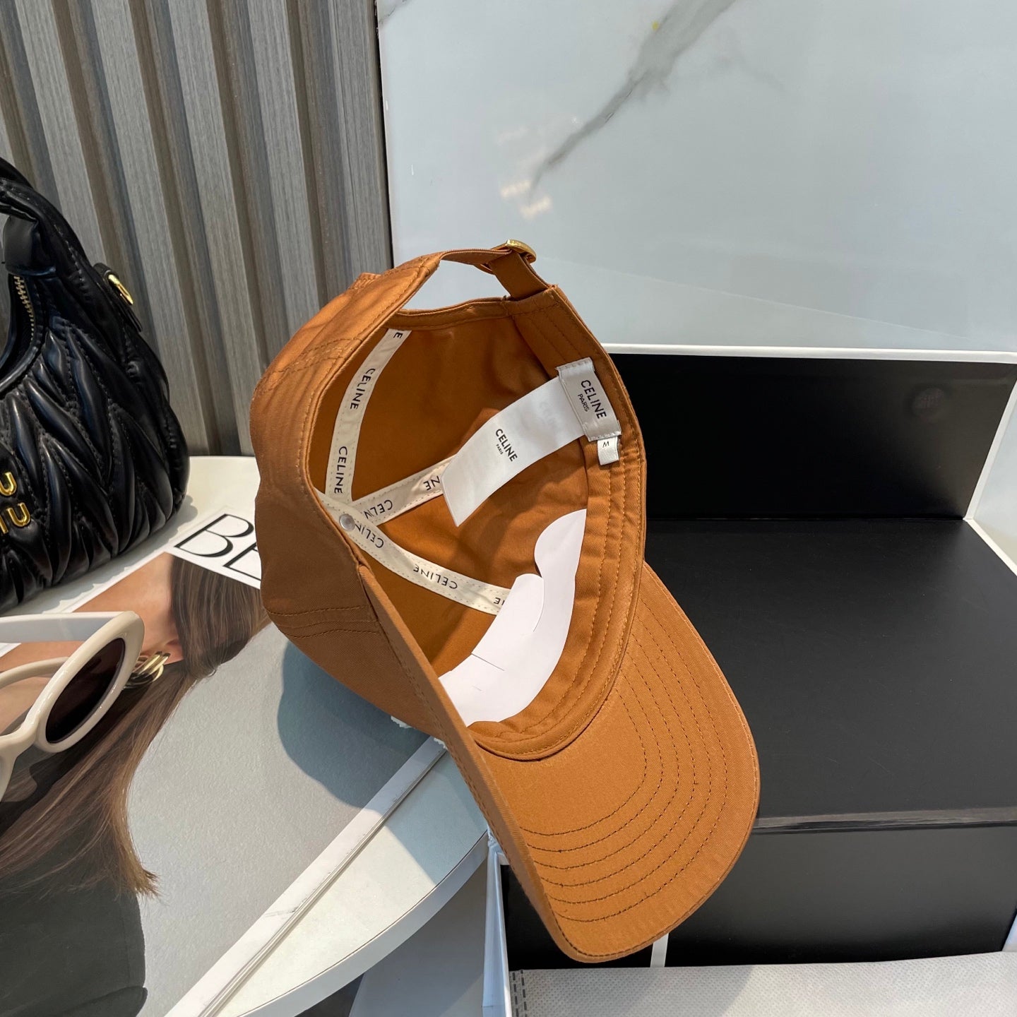 CELINE BASEBALL CAP MODEL650751 IN BURNT ORANGE COTTON