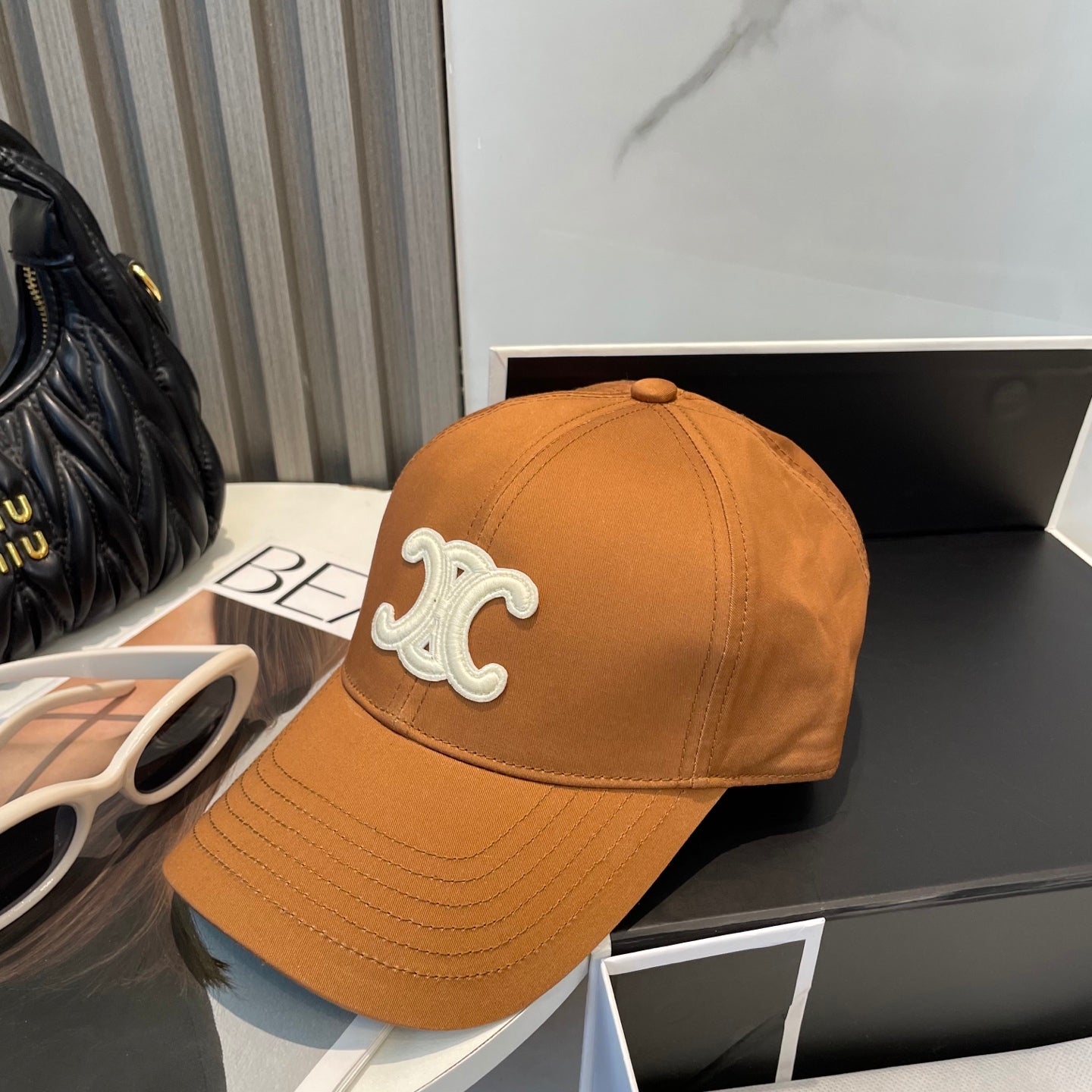 CELINE BASEBALL CAP MODEL 650752 IN BURNT ORANGE COTTON