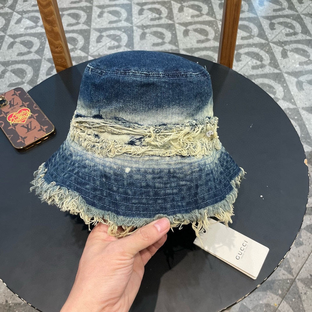 GUCCI BUCKET HAT IN AEGEAN BLUE DENIM 346893