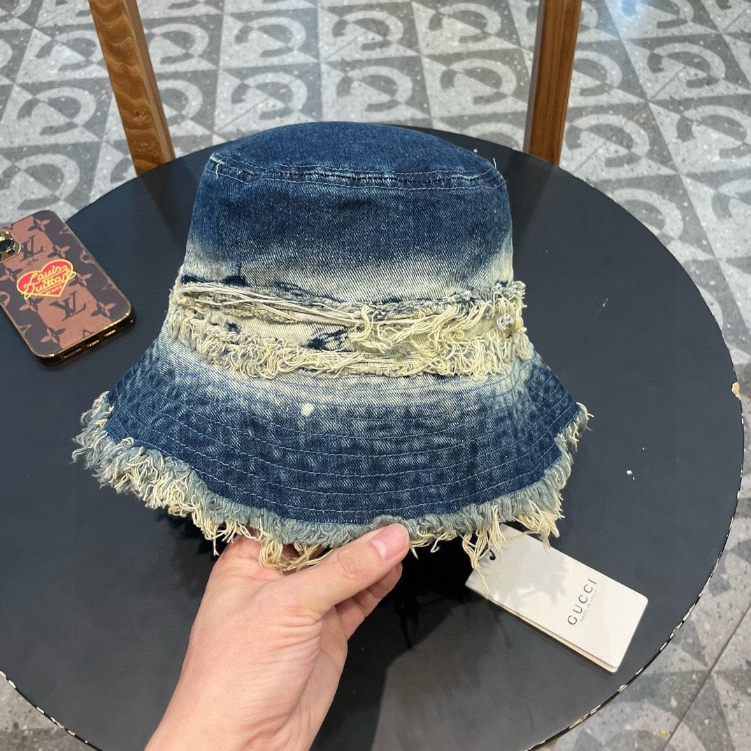 GUCCI BUCKET HAT IN AEGEAN BLUE DENIM 346893