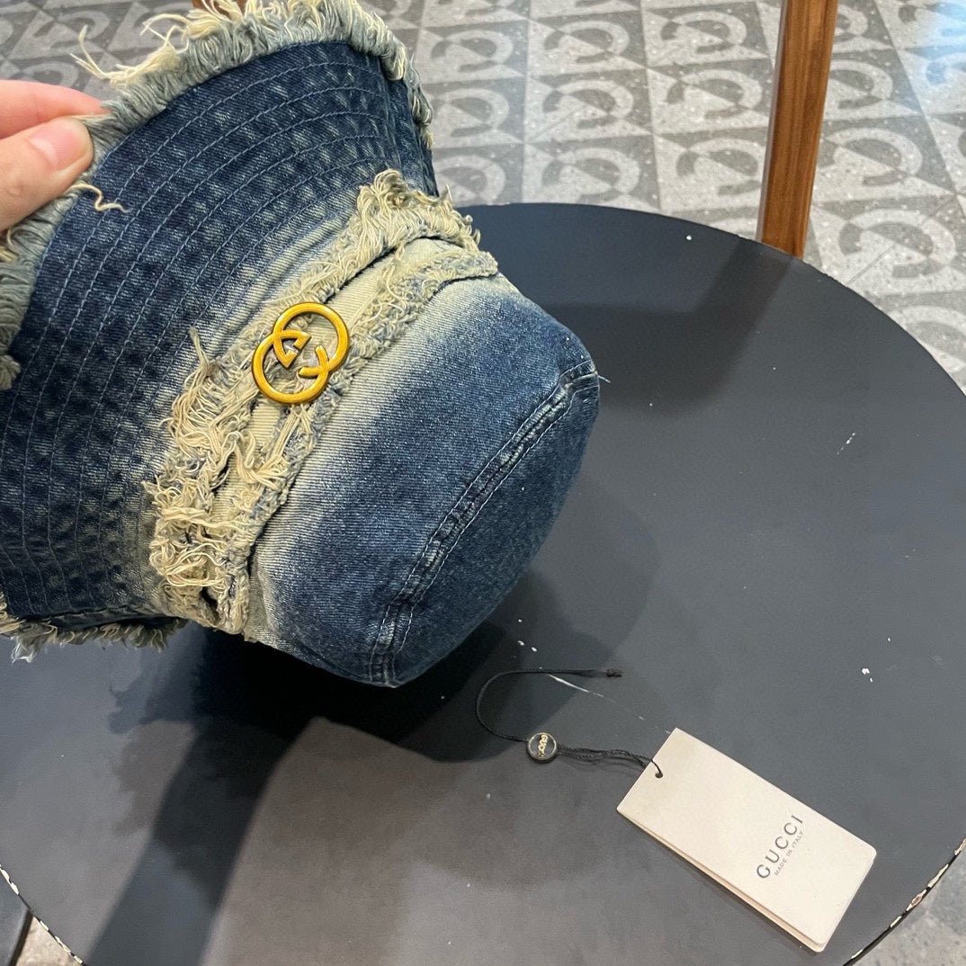 GUCCI BUCKET HAT IN AEGEAN BLUE DENIM 346893