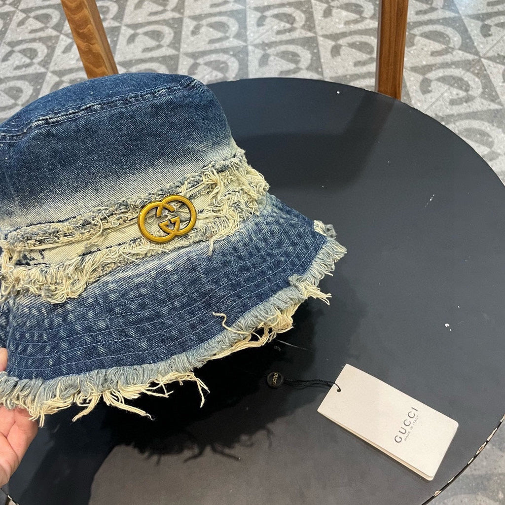 GUCCI BUCKET HAT IN AEGEAN BLUE DENIM 346893