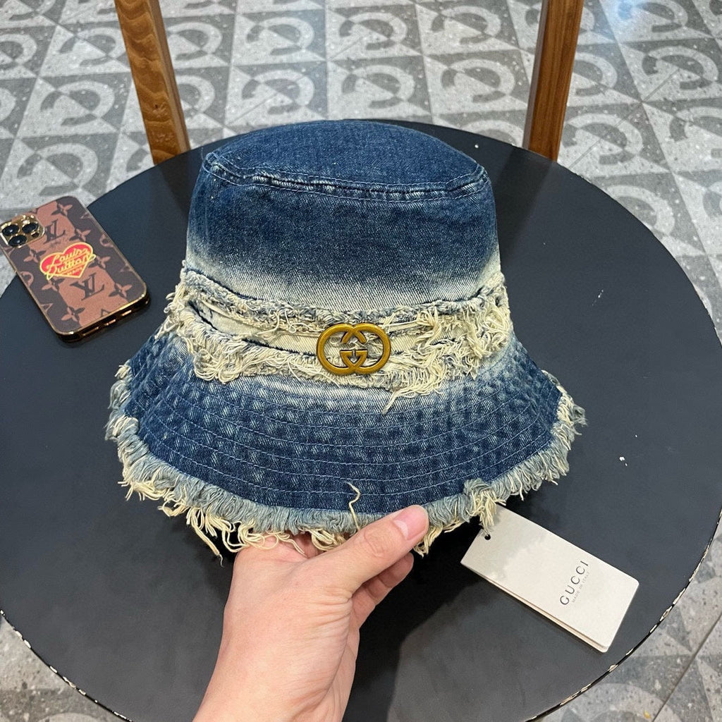 GUCCI BUCKET HAT IN AEGEAN BLUE DENIM 346893