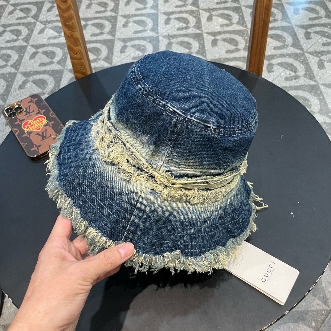 GUCCI BUCKET HAT IN AEGEAN BLUE DENIM 346893