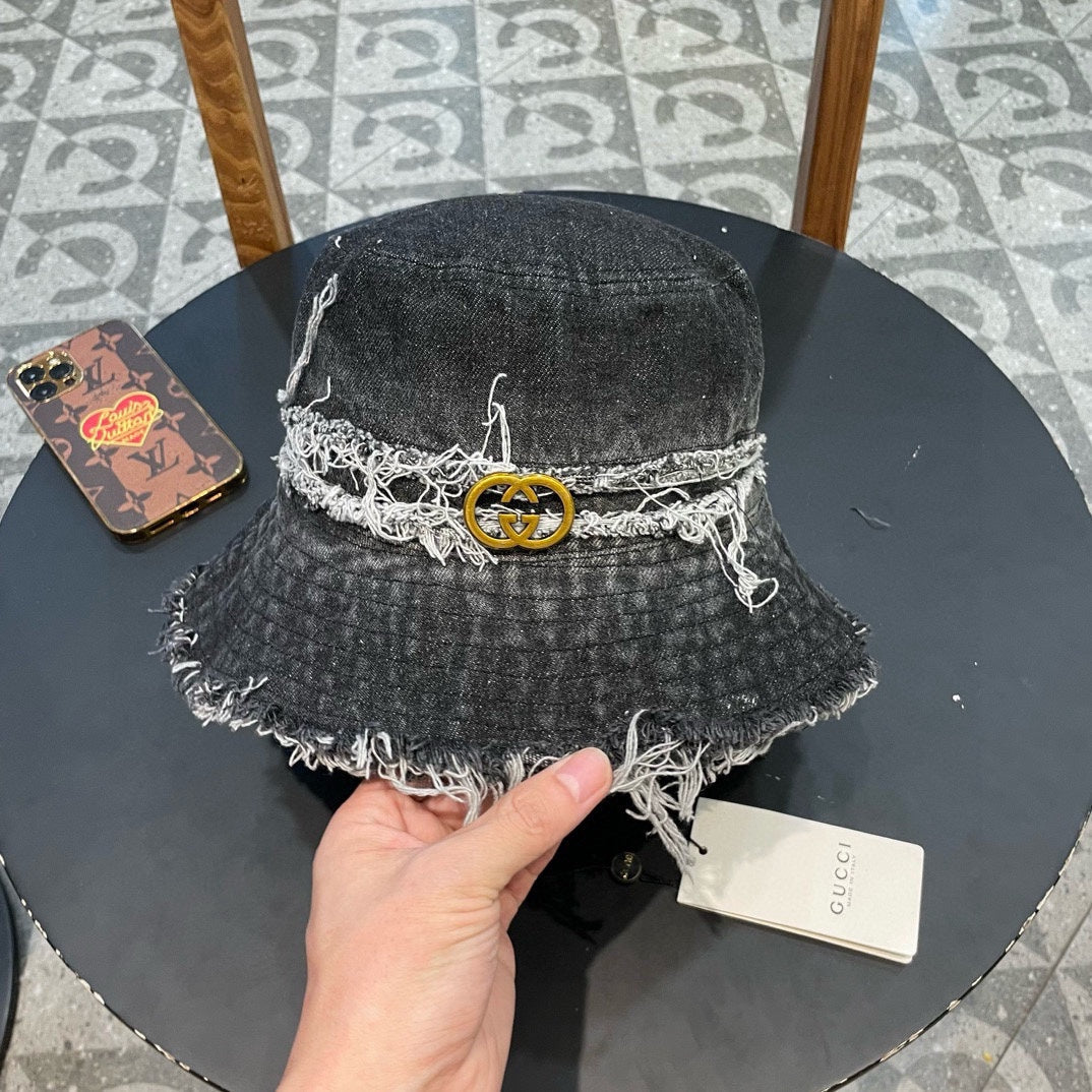 GUCCI BUCKET HAT IN BLACK DENIM 346894