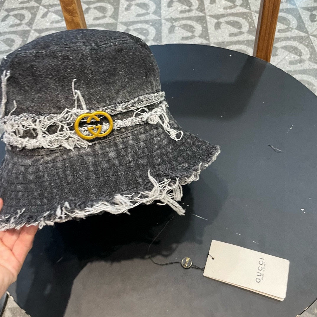GUCCI BUCKET HAT IN BLACK DENIM 346894