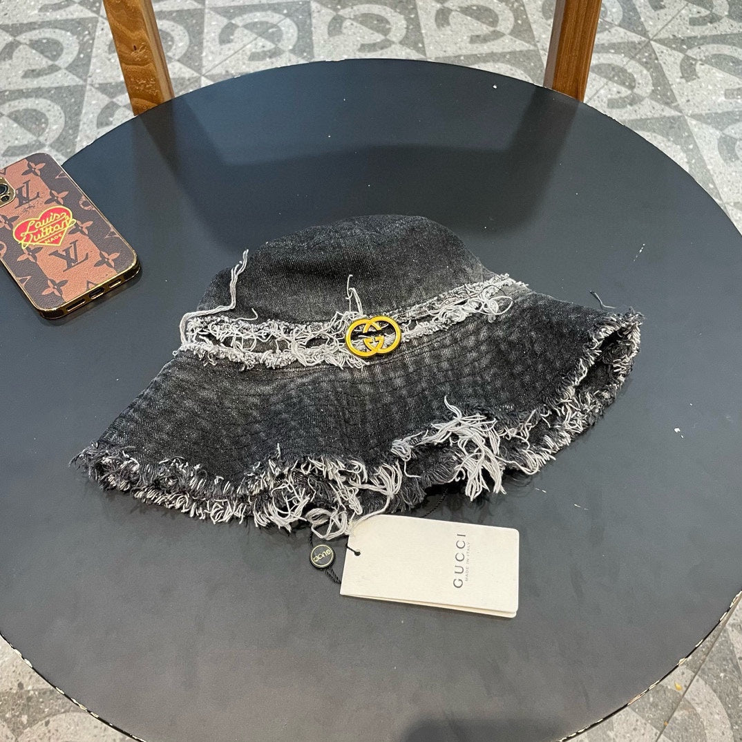 GUCCI BUCKET HAT IN BLACK DENIM 346894