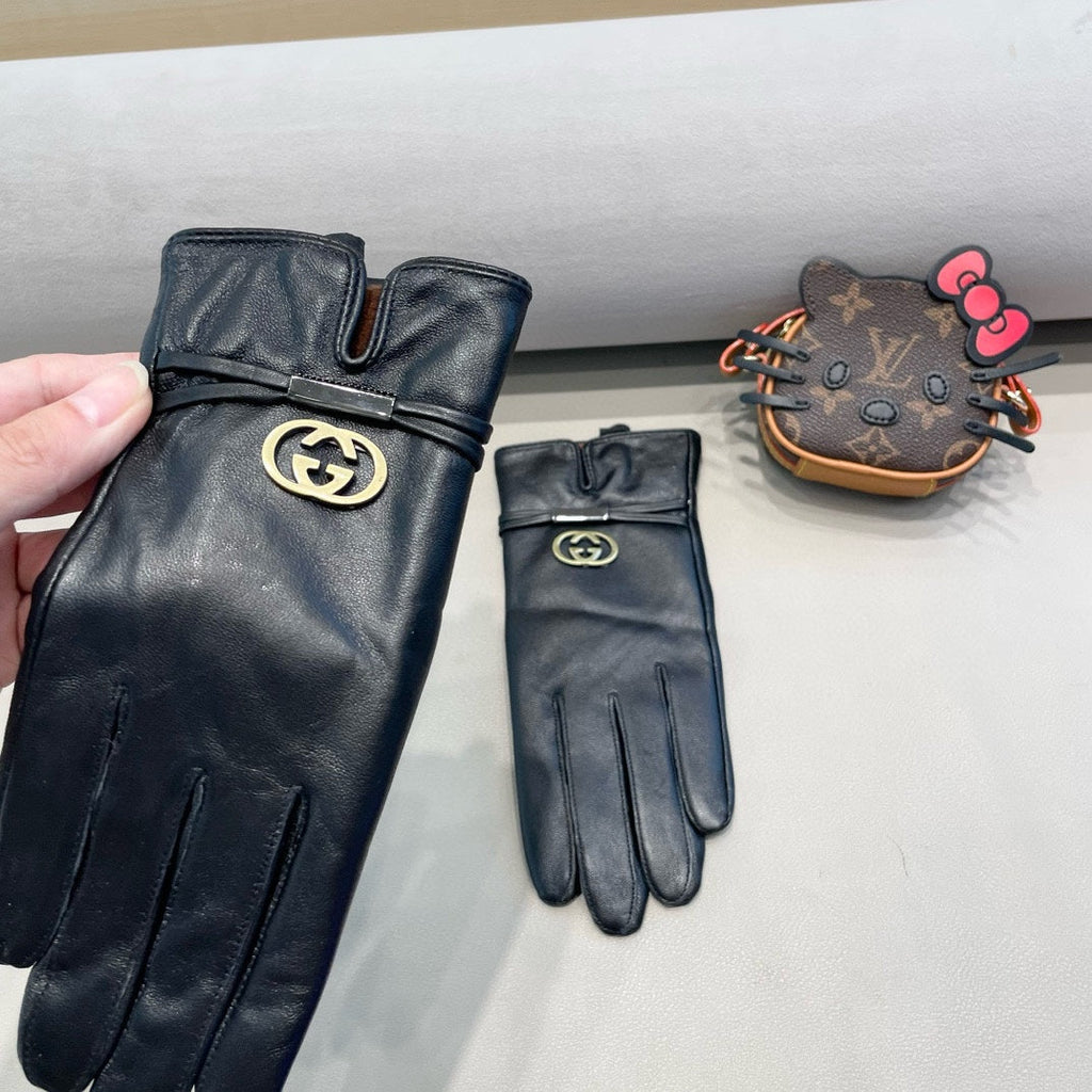 GUCCI TOUCHSCREEN GLOVES IN BLACK SHEEPSKIN 391498