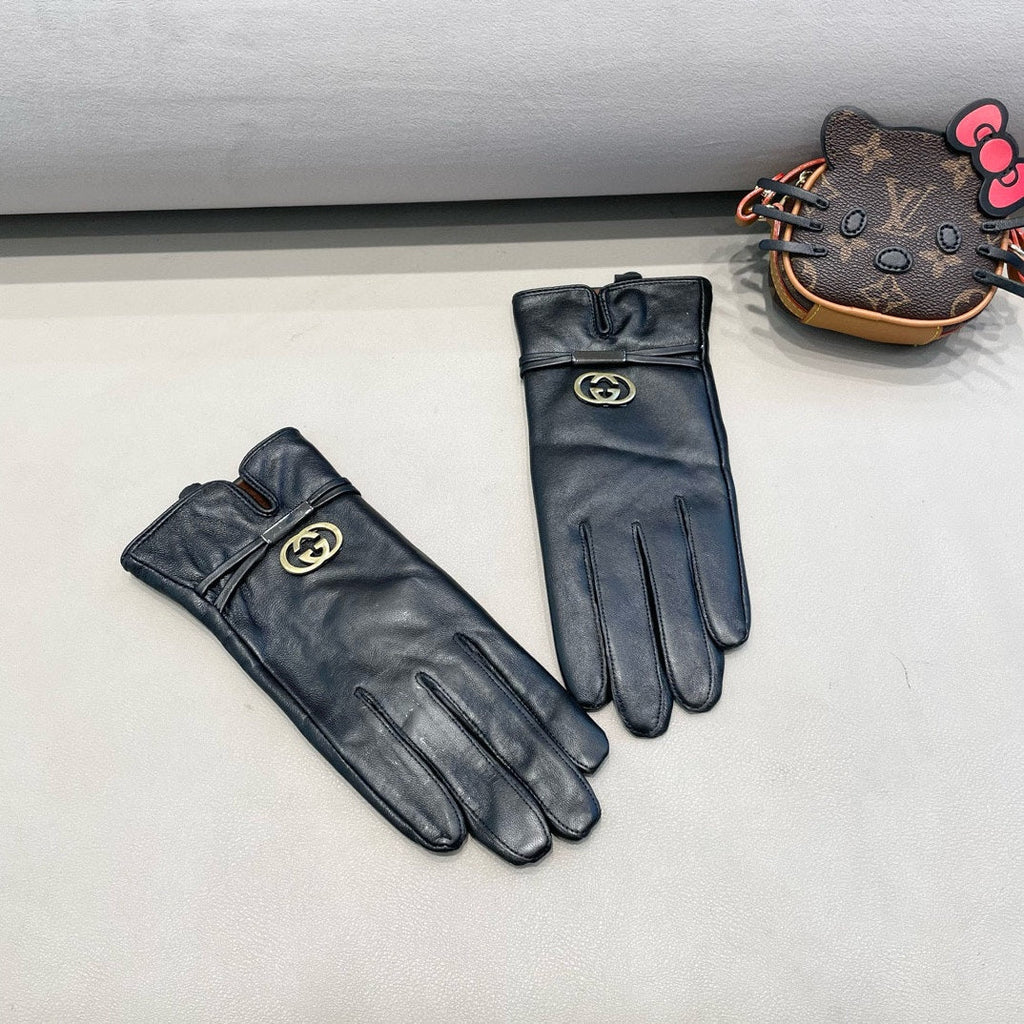 GUCCI TOUCHSCREEN GLOVES IN BLACK SHEEPSKIN 391498