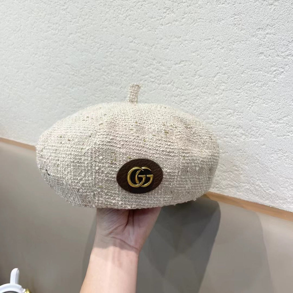 GUCCI BERRET HAT IN WHITE CREAM TWEED 394274